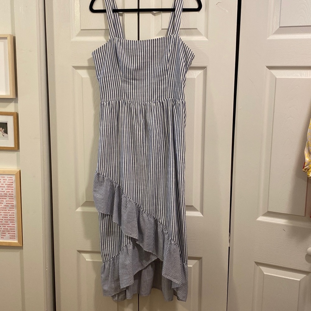 Heartloom Blue and white striped midi dress, size L